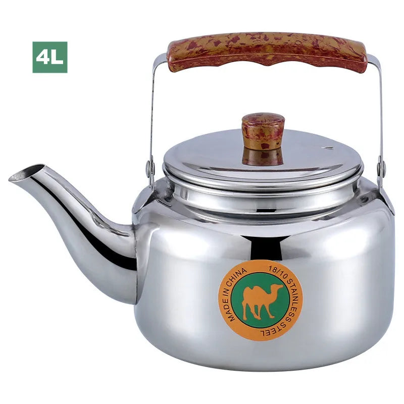 2l/3l/4l Kettle Tea Whistling Stainless Steel Teapot Stove Metal Coffee Pot Pot for Hotboiling Pots Gas Induction Home Camping