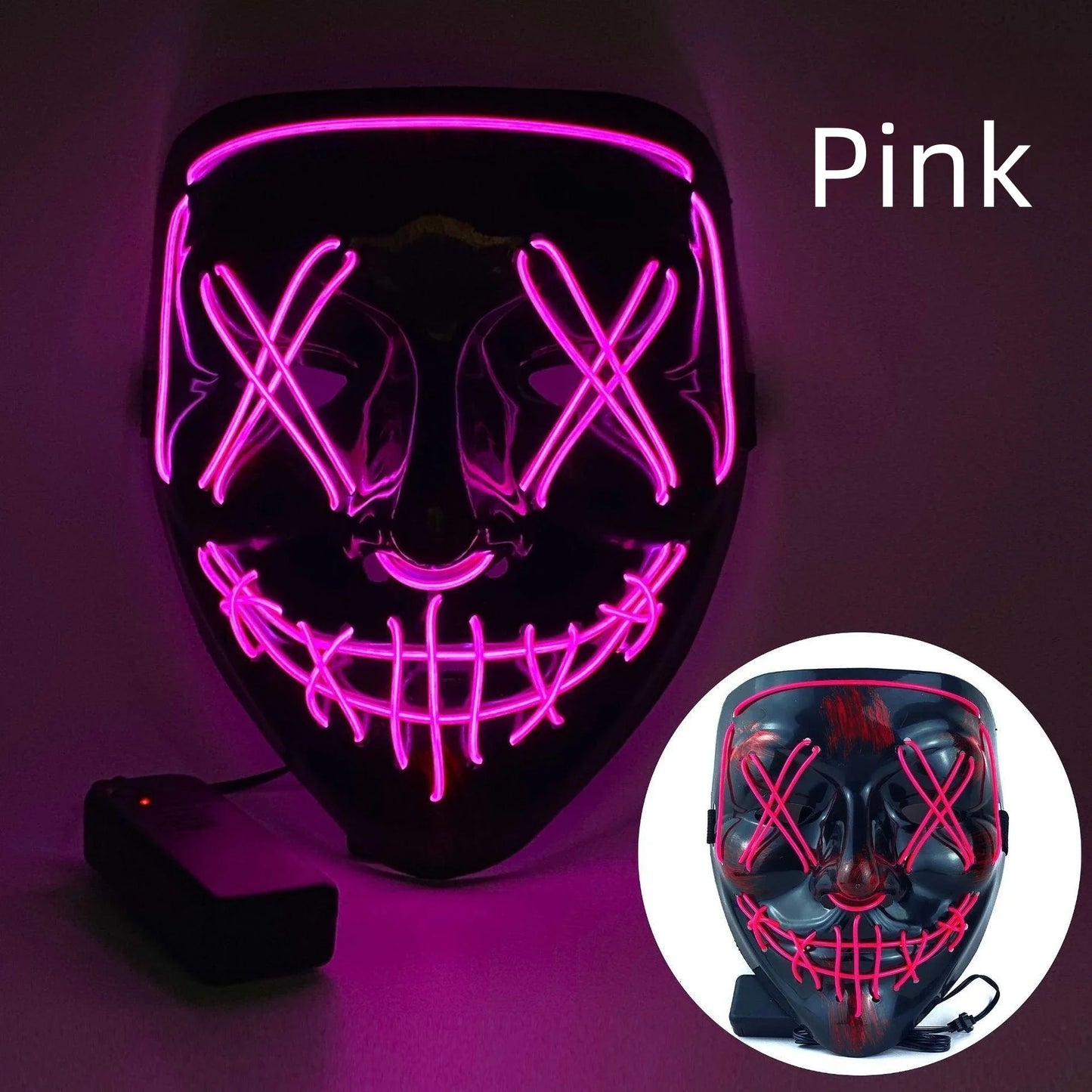 Hot Sale Halloween Glowing Scary Face Mask Luminous LED Purge Mask Neon Light Up Horror Party Mask Cosplay Costume Supplies