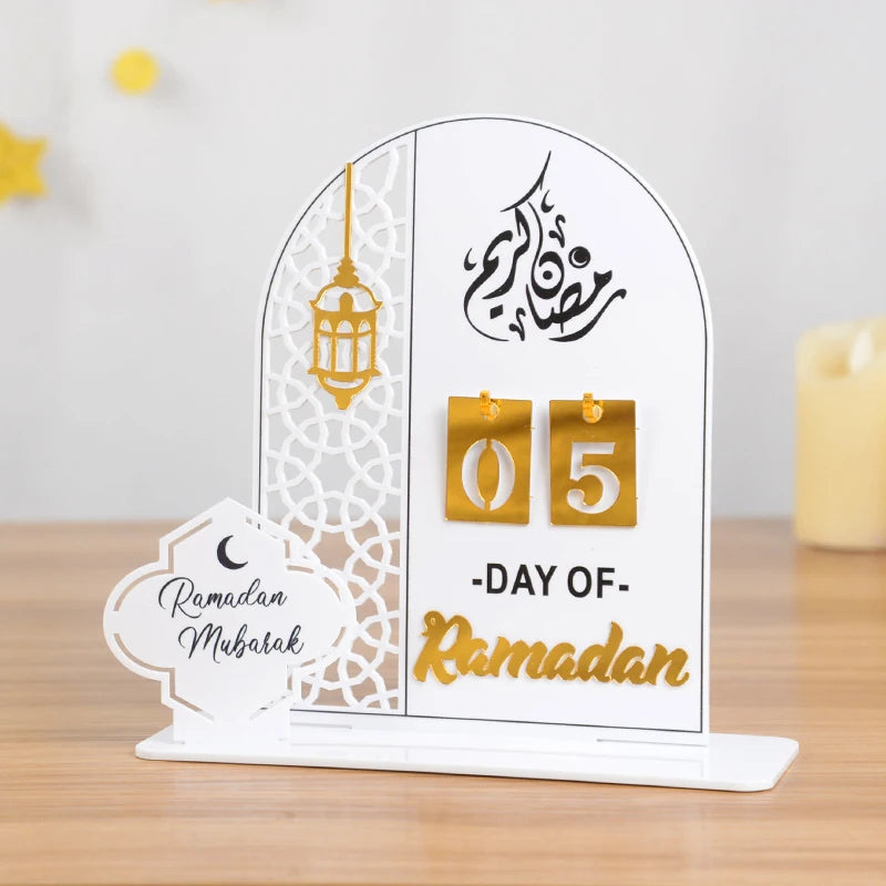 Acrylic Ramadan Countdown Calendar Gifts Day of Ramadan Calendar With Replacing Number 2024 Eid Mubarak Home Decoration Ornament