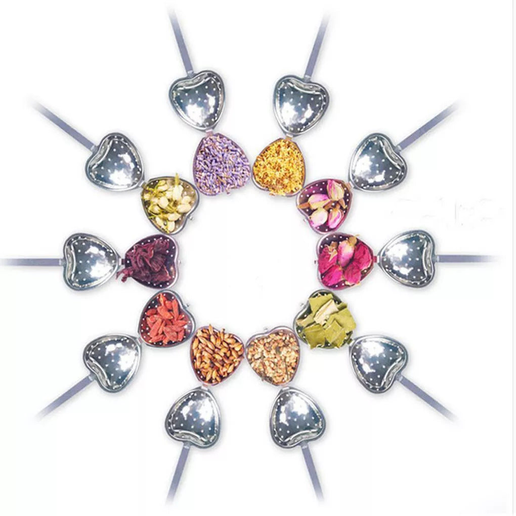 Reusable Tea Infuser Heart Shaped Stainless Steel Teakettle Locking Tea Filter Seasoning Ball Mesh Herbal Ball Tea Spice Strain