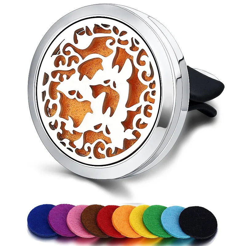 Refillable Car Air Freshener Smell Perfume Diffuser Clip Auto Vent Essential Oil Stainless Steel Locket Interior Accessories