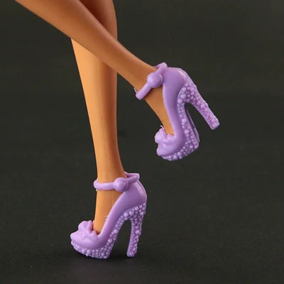 10 Pair / Lot New Black High-Heel Shoes for Barbie Doll High Quality Princess Doll Boot 5 Color Available