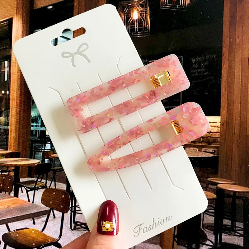 Acrylic Barrettes Headwear Pearl Hair Clip Sets for Women Fashion Geometric Hairpins Hair Accessories Headdress Girl Bobby Clip