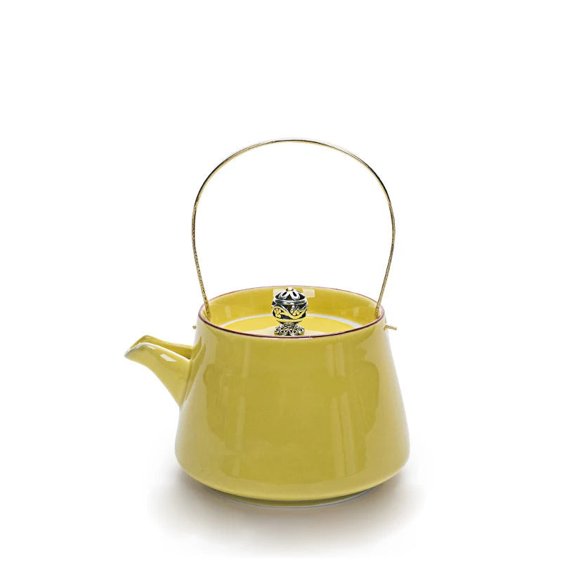 Celadon Ceramic Beam Tea Pot 240ml,Japanese-Style Tea Pot Pu'er Pot Household Tea Set Single Teapot Ceramic Flower Teapot Kettle