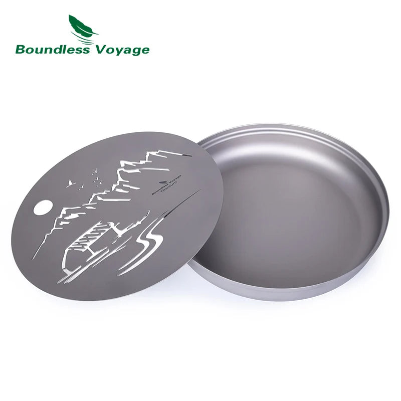 Boundless Voyage Tea Pot Cup Chinese Titanium Kung Fu Tea Set Camping Portable Ultralight Landscape Painting Tea Tray and Kettle