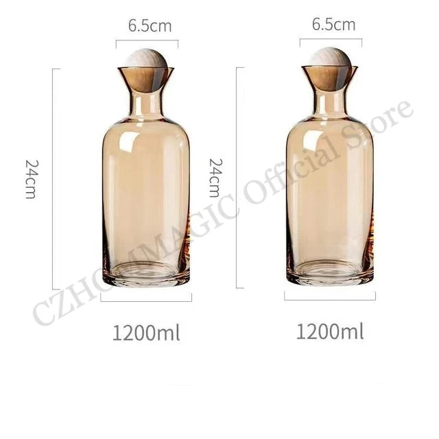 1.2L Water Kettle Amber Borosilicate Glass Tea Pot 250ml Water Cup Heat-Resistant Glass Bottle Water Pitcher Beverage Dispenser