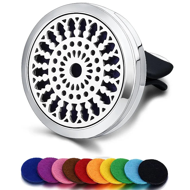 Refillable Car Air Freshener Smell Perfume Diffuser Clip Auto Vent Essential Oil Stainless Steel Locket Interior Accessories
