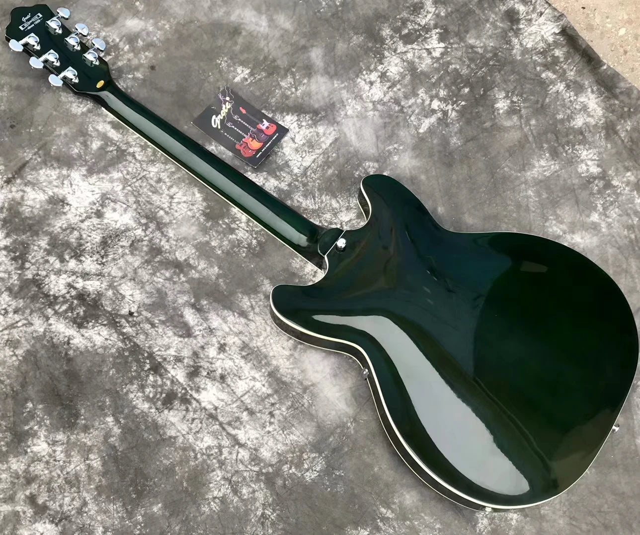 Upgrade Electro Green Guitar Flame Maple Jazz Hollow Body F Hole335 Style Electric Guitar Electricas Electro Electrique Guitare