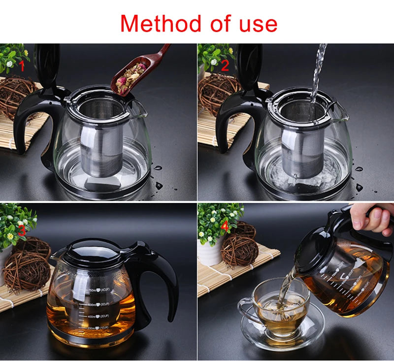 Creative Design Glass Teapot 750ml &1200ml Fashion Glass Teapot for Tea Flower With Removable Steel Infuser Filter Tea Kettle