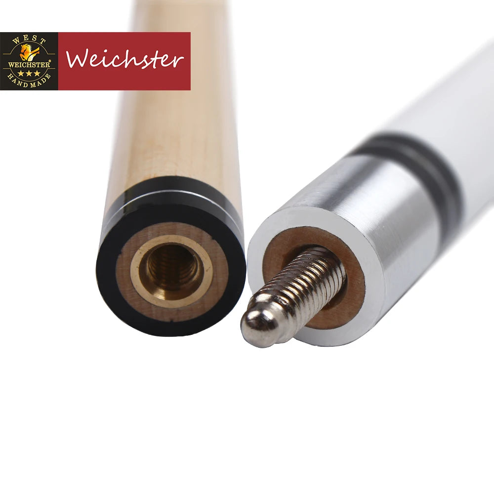 Weichster Billiard Pool Cue Stick 1/2 Maple Wood With Case and Glove 58" 13mm Screw on Tip Cue