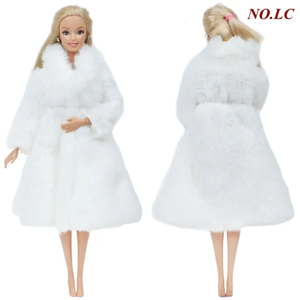 1 Pcs Handmade High Quality Doll Coat Dress Fur Clothes for Barbie Doll Winter Wear Leopard Outfit Doll Accessories Kids Toys