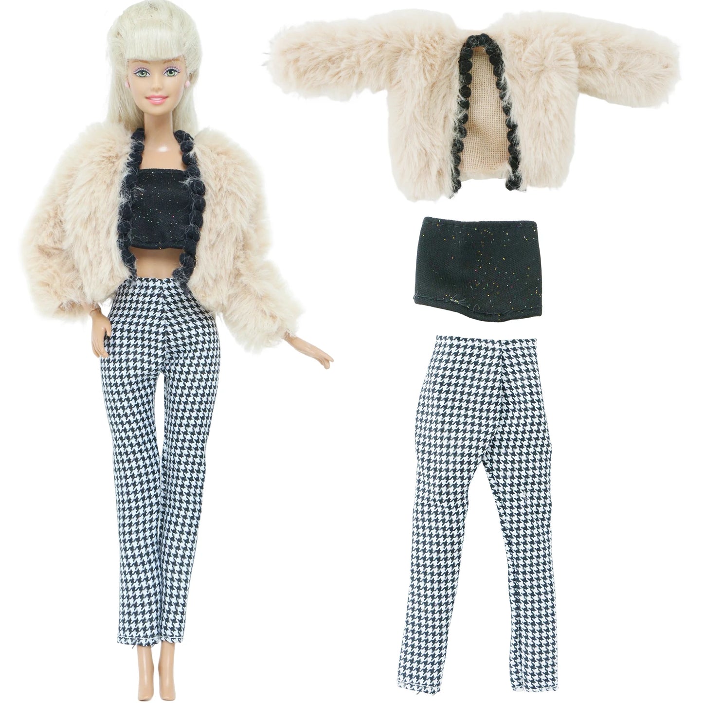 1 Pcs Handmade High Quality Doll Coat Dress Fur Clothes for Barbie Doll Winter Wear Leopard Outfit Doll Accessories Kids Toys