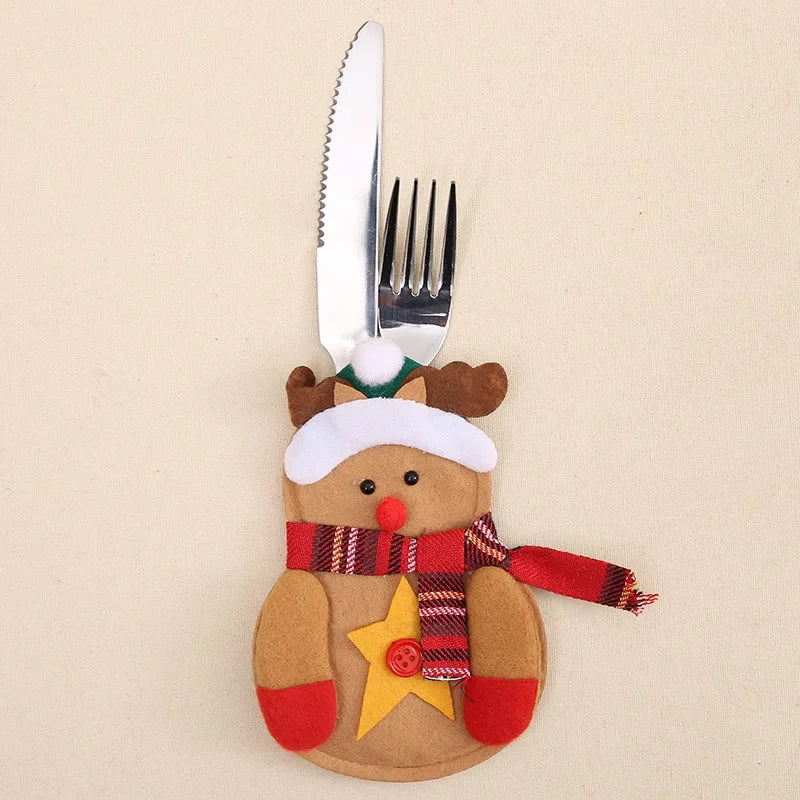 Christmas Cutlery Holders Christmas Knife Fork Tableware Bags Pocket Christmas Decoration 2024 New Year Dinner Table Ornament