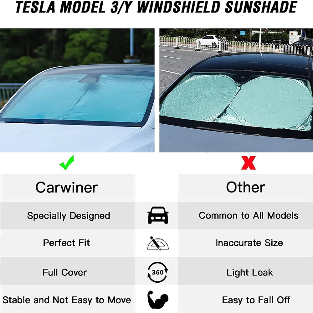 Car Windshield Sun Shade Covers Visors Front Window Sunscreen Protector Parasol Coche for Tesla Model 3 Y Sunshade Accessories