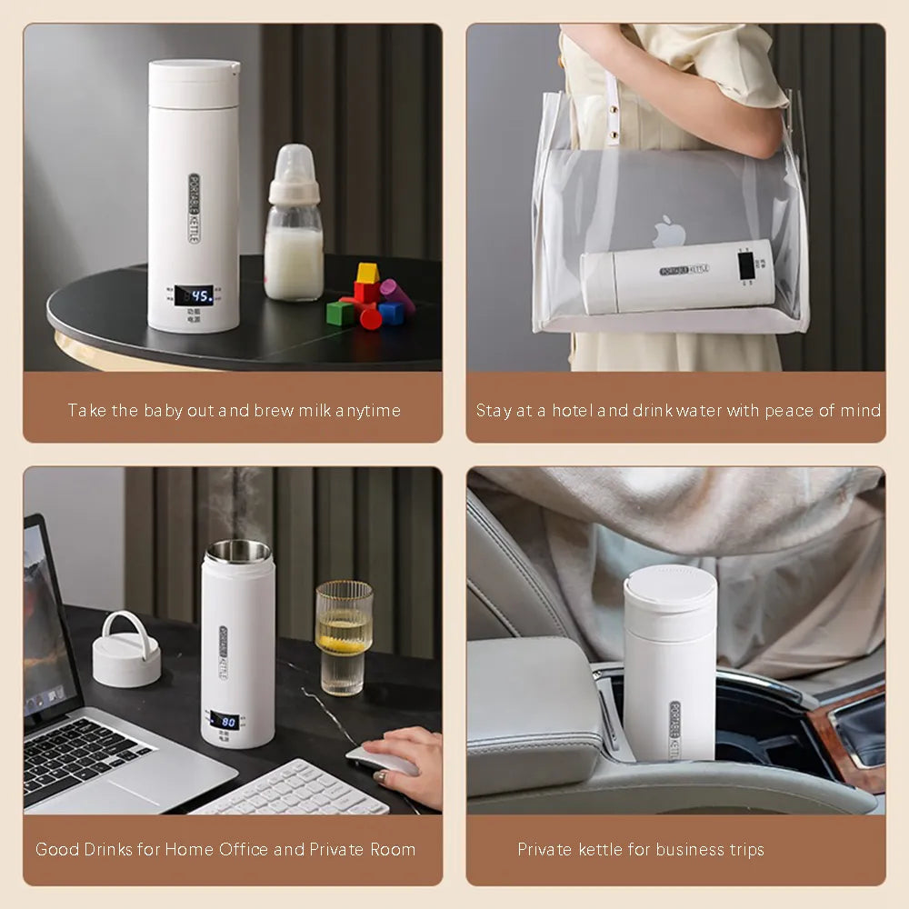 Portable Electric Kettles Tea Coffee Kettle Mini Travel Boil Water Stewable Keep Warm Appliances Thermo Anti-Scald Bottle