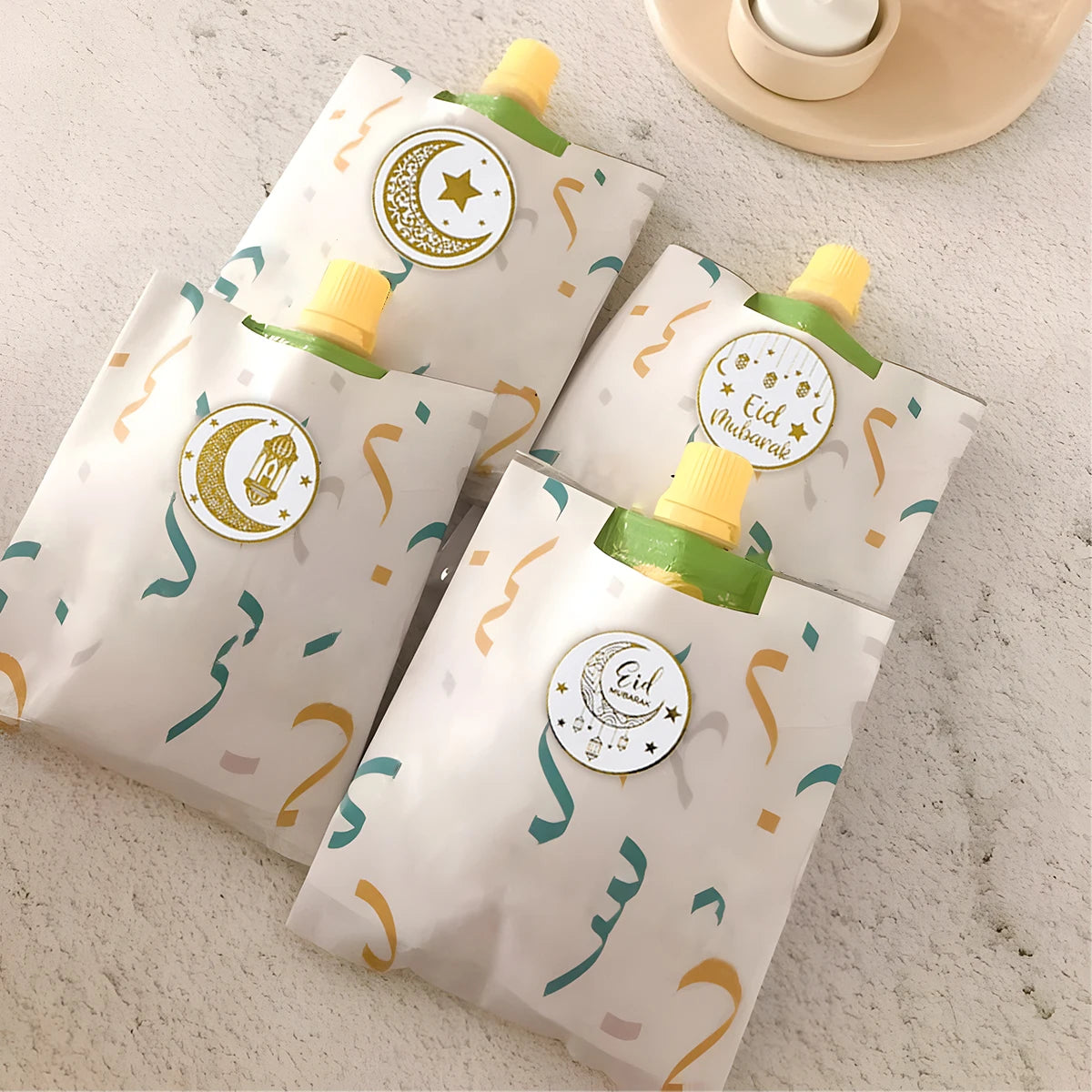Eid Mubarak Packaging Sealing Sticker Candy Bag Gift Box Ramadan Decorations for Home EID Mubarak Muslim Islamic Eid Al-Fitr