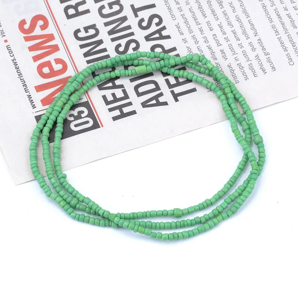 2022 Bohemia Double Layer Beads Belt Body Chain Women Summer Sexy Bikini Beach Waist Chain Charms Vintage Dress Waistband Belts