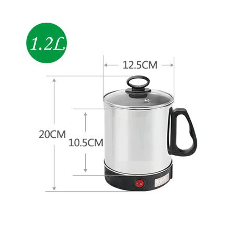 Stainlesss Steel Electric Kettle Water Heating Boiler Tea Pot Cup Portable Travel Mini Hotpot Skillet Food Cooking Noodle Cooker