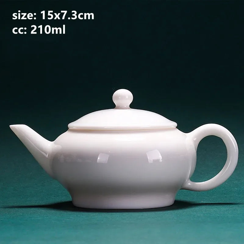 Chinese Dehua White Porcelain Teapot Household Kettle Handmade Ceramics Tea Set Tie Guanyin Puer Tea Maker Tea Ceremony Supplies