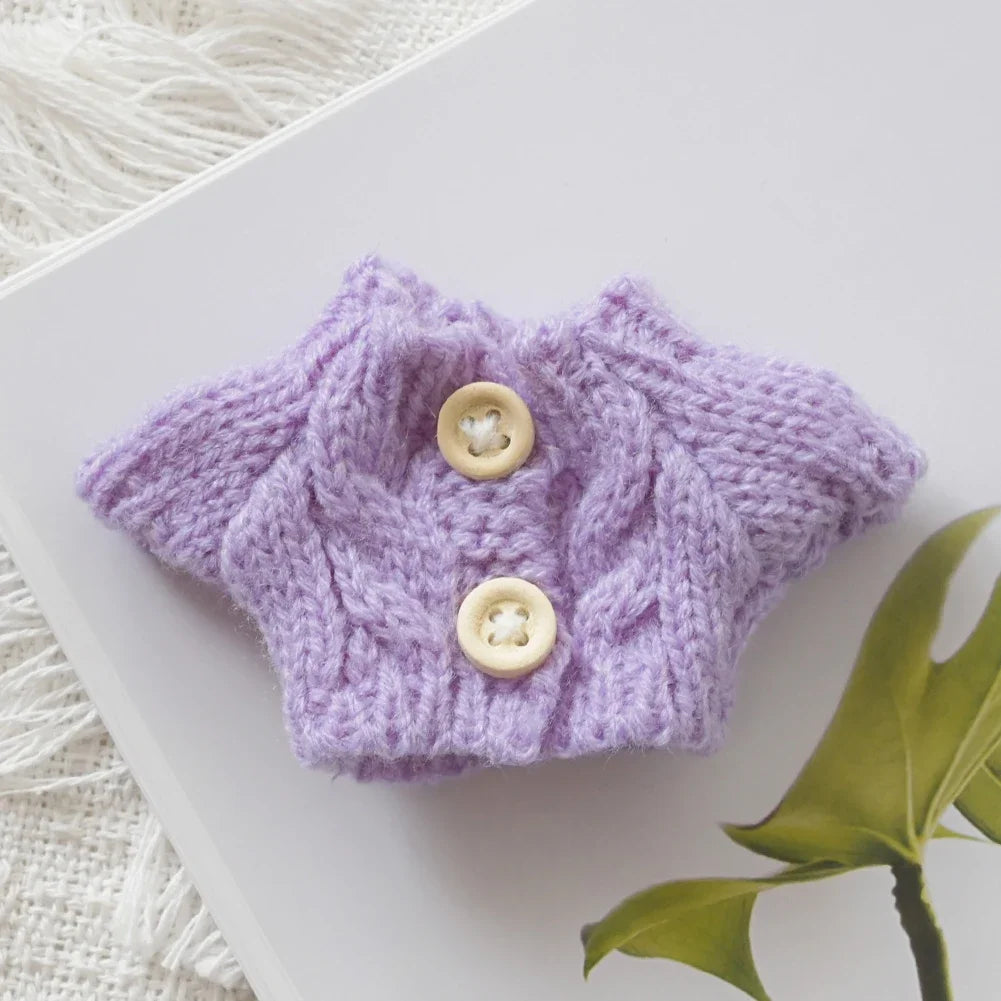 Mini Doll'S Clothes Outfit Accessories for Labubu for Elf Doll Knitted Christmas Love Twisted Solid Santa Sweater Clothing