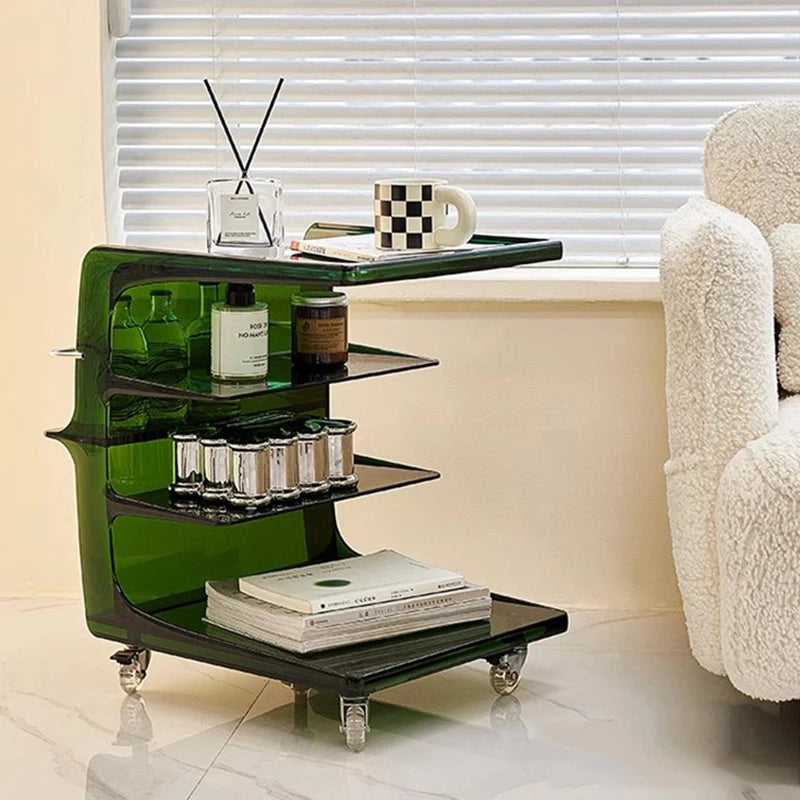 Unique Acrylic Side Table Nightstands Mobile Small Dining Coffee Table Hotel Center Mesa Auxiliar Salon Living Room Furniture