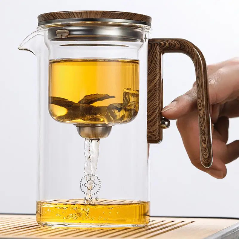 Glass Tea Pot Kettle Infuser 520ml/720ml Teapot Water Separation Inner Magnet One Click Magnetic Switches Tea Filtration Cup Set