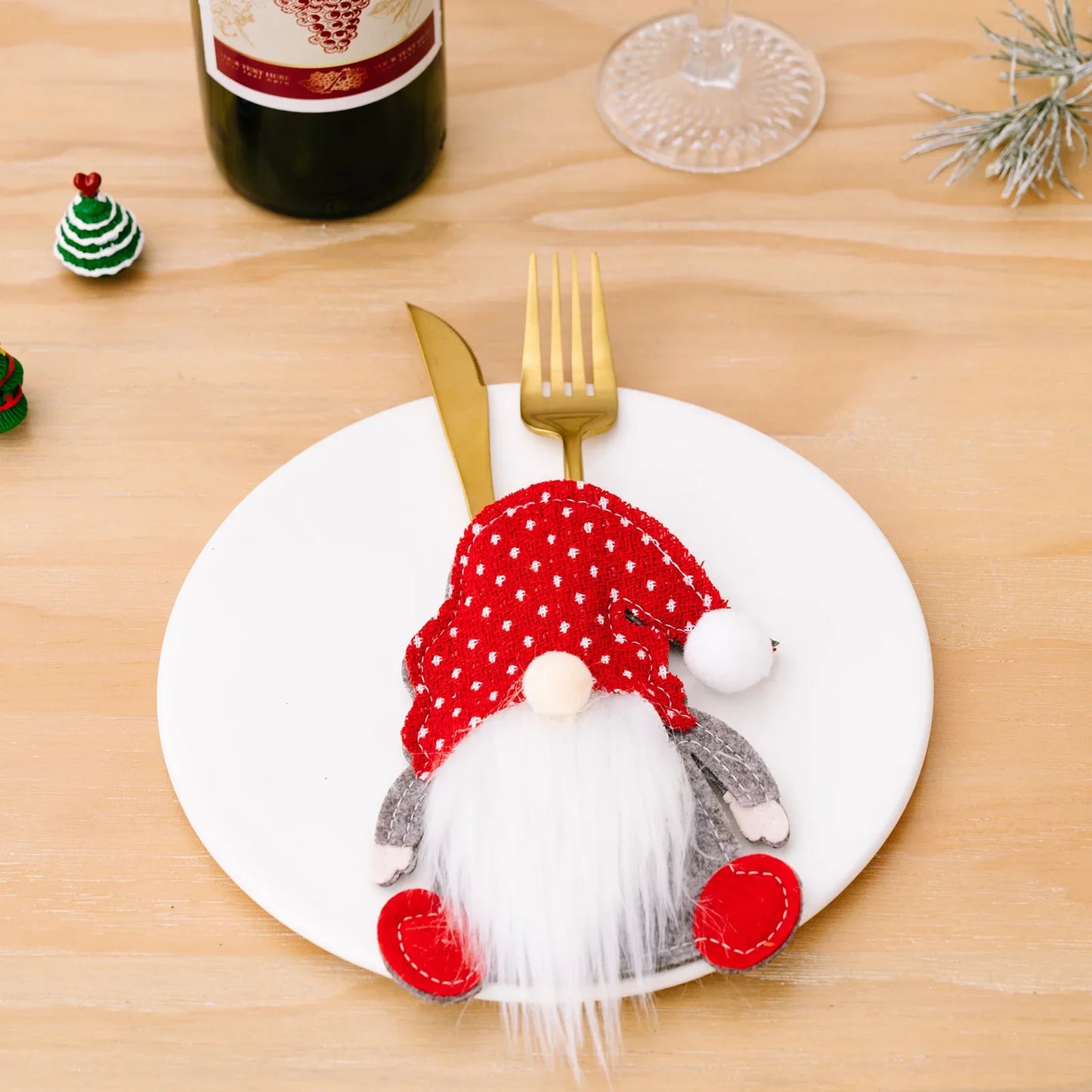 Christmas Cutlery Holders Christmas Knife Fork Tableware Bags Pocket Christmas Decoration 2024 New Year Dinner Table Ornament
