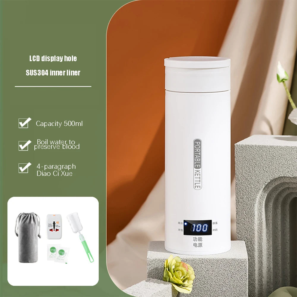 Portable Electric Kettles Tea Coffee Kettle Mini Travel Boil Water Stewable Keep Warm Appliances Thermo Anti-Scald Bottle