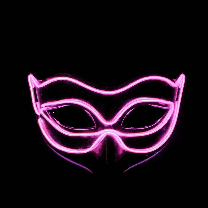 Halloween 10 Colors LED Neon El Wire Mask Cosplay Luminous Fox Mask Dance Party Dress Accessories