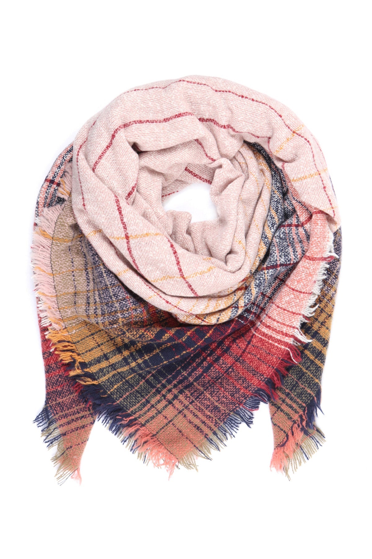 Hdf2913 - Multicolor Blanket Fringed Scarf