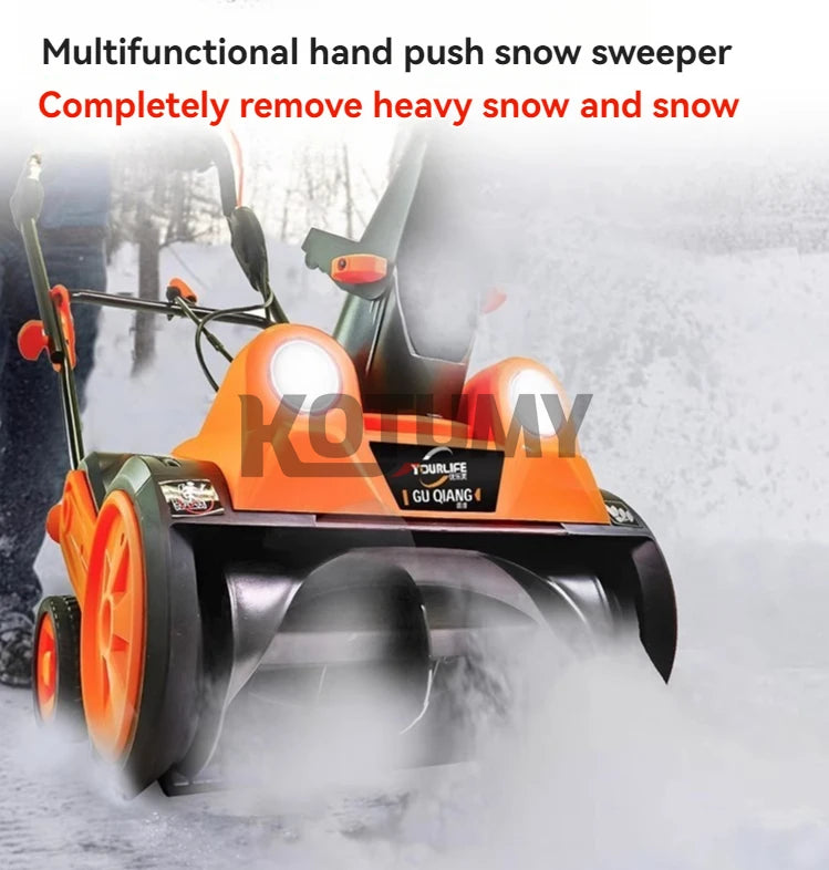 Snow Removal Machine Electric Snow Plow Hand-Pushed Snow Blower Small Snow Clearing Equipment for Road Snow Shoveling
