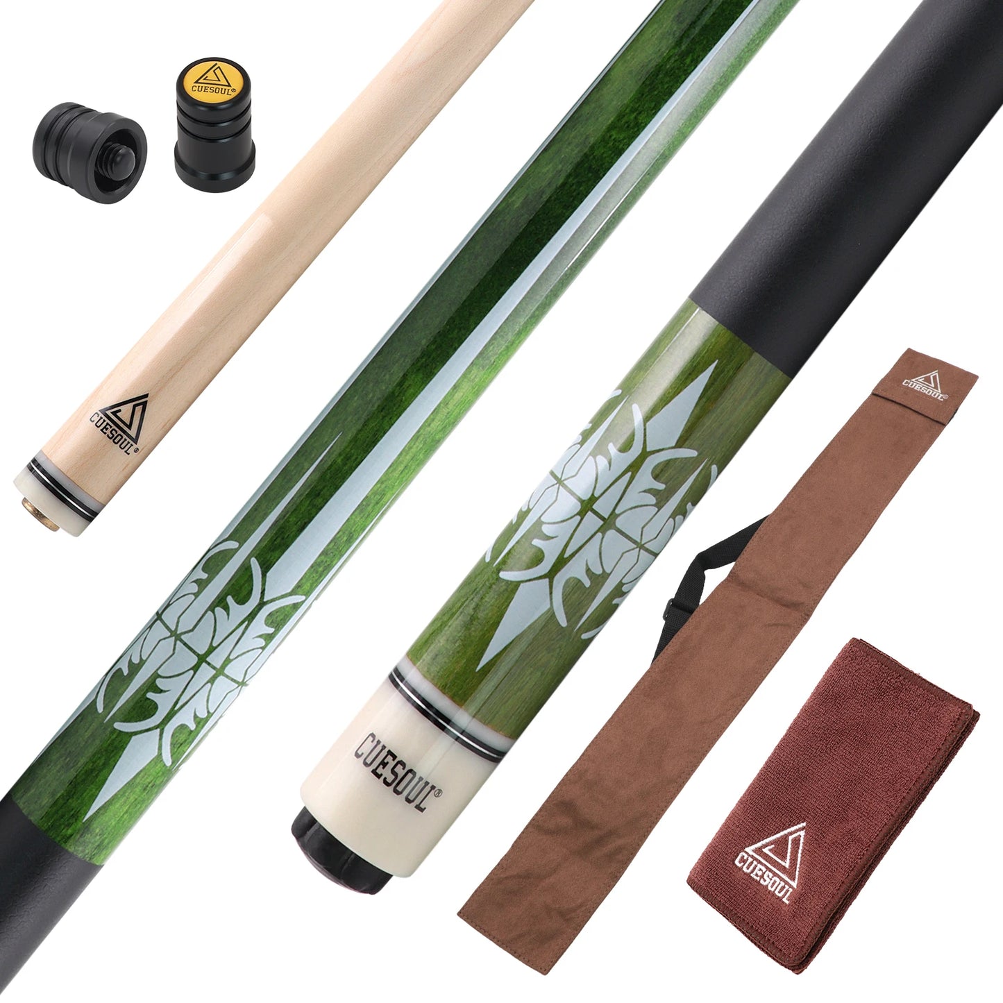 CUESOUL Maple Billiard Pool Cue Stick 58inch 21oz Pool Cue 13mm Cue Tip With Brown Cue Bag