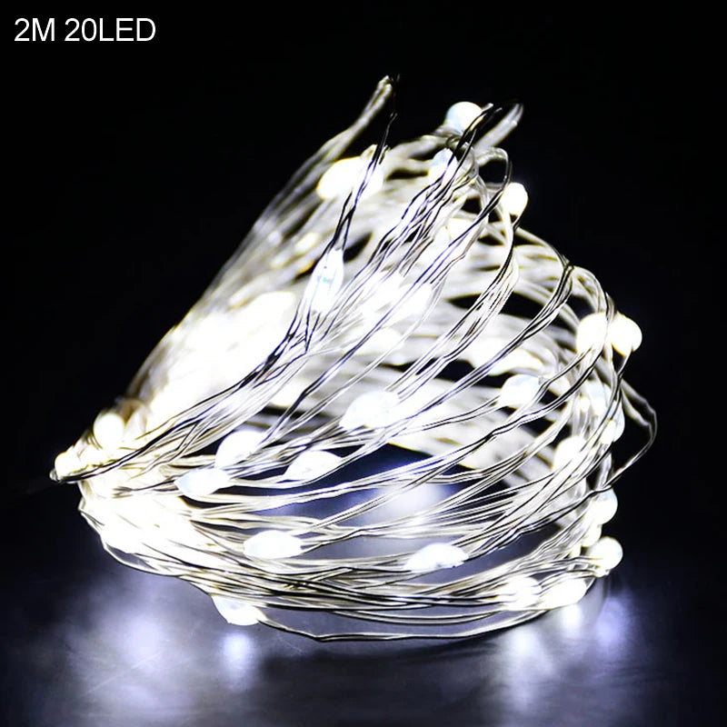 2M 20LED Santa Claus Snowflake LED Light String Christmas Decoration for Home Xmas Tree Ornament 2024 Navidad Kids Gift New Year