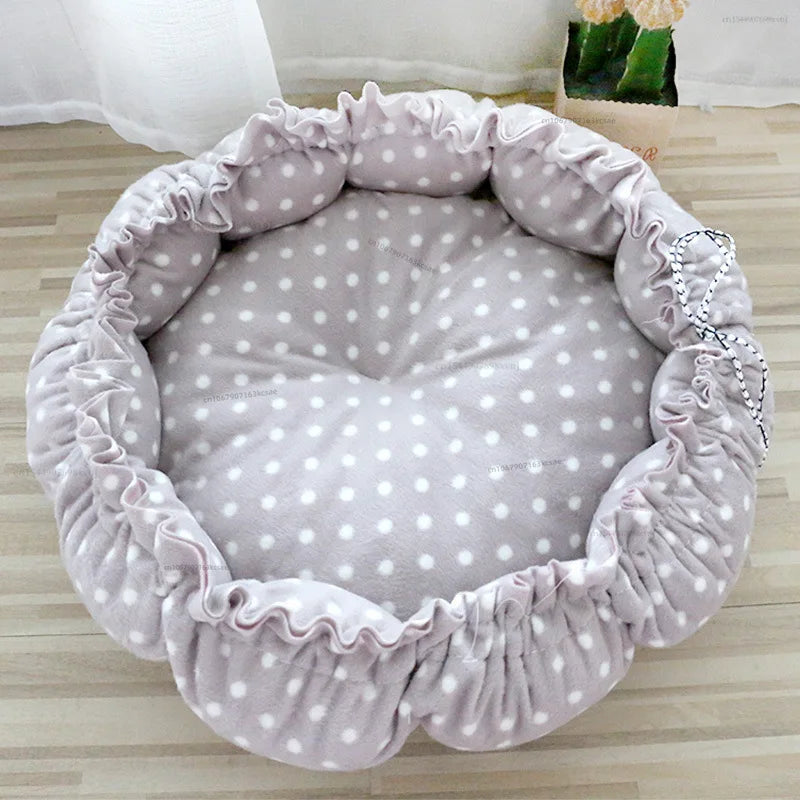 Round Dog Cat Bed Basket Warm Plush Cats Cushion Pet Bag Mat Winter House Soft Nest Puppy Sleeping Sofa for Small Dogs Cat