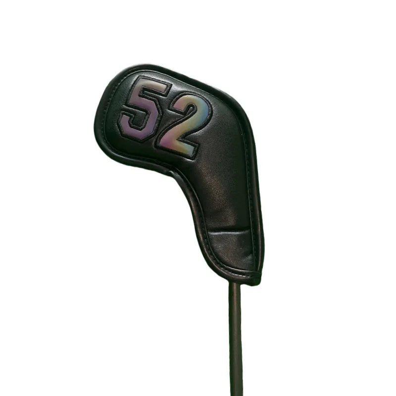 Golf Iron Club Head Cover Headcovers for Sand Wedges Big Number Long Neck Black/White Pu Leather 48 50 52 54 56 58 60 Degree