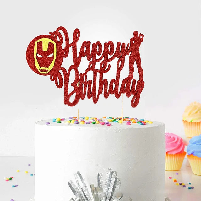 1set the Avengers Birthday Party Cake Topper Super Hero Spiderman Hulk Iron Man Cake Decoration for Kids Birthday Party Supplies