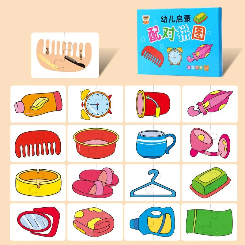 Kids Animal Puzzles for Toddlers 1 2 3 Years Boys Girls Learning Animals Memory Card Matching Game Educational Toys for Children