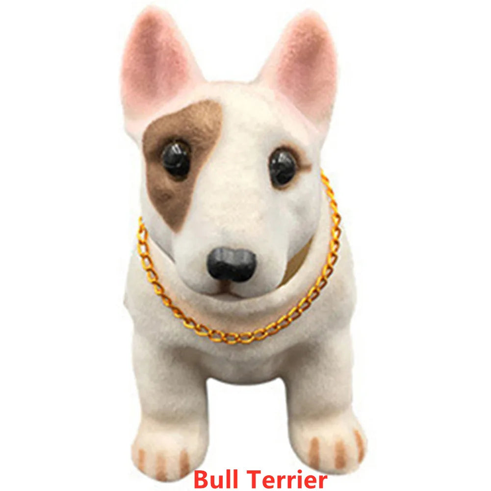 Car Ornament Nodding Dog Creative Shaking Head Puppy Dog Car Dashboard Doll Bobblehead Dog Toy Lucky Gold Chain Rocking Head Dog