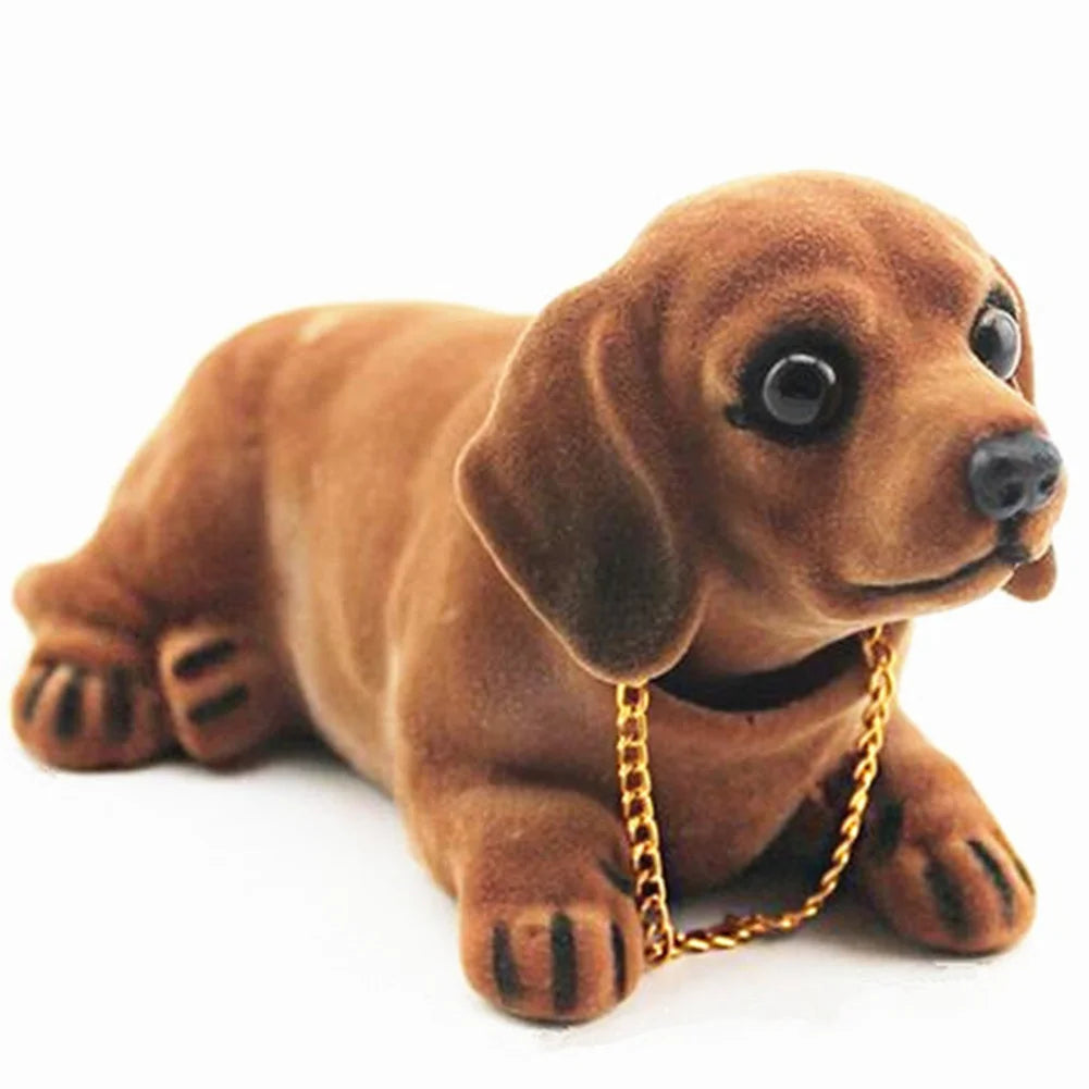Car Ornament Nodding Dog Creative Shaking Head Puppy Dog Car Dashboard Doll Bobblehead Dog Toy Lucky Gold Chain Rocking Head Dog