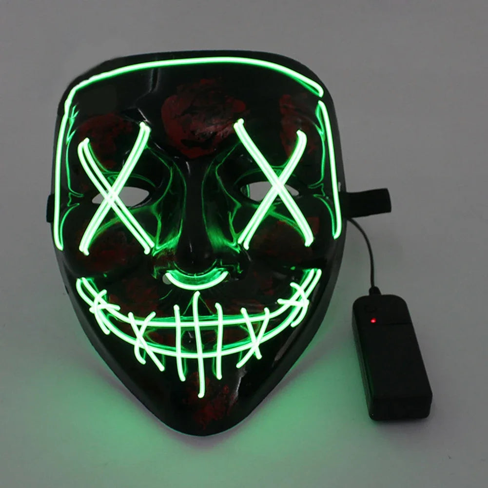 Wireless Halloween Neon LED Purge Mask Masque Masquerade Party Masks Light Grow in the Dark Horror Mask Glowing Masker