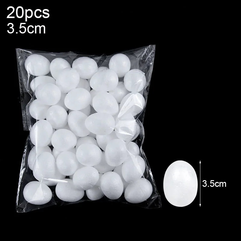 20pcs 3.5-9cm Painting Easter Foam Egg White Polystyrene Styrofoam Foam Egg Ball for Home Happy Eatser Party Decor DIY Kids Gift