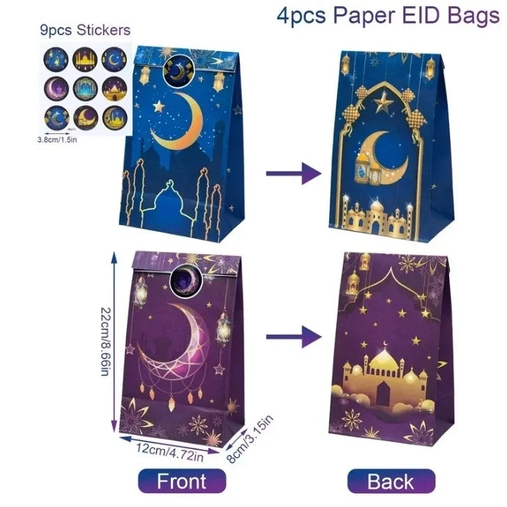 24Pcs Eid Mubarak Candy Gift Box Eid Black White Packaging Box Ramadan Decoration 2024 Islam Muslims Festive Party Supplies