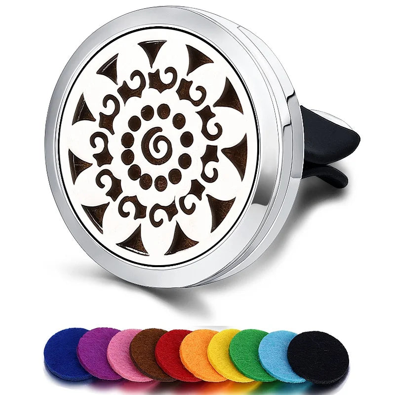Refillable Car Air Freshener Smell Perfume Diffuser Clip Auto Vent Essential Oil Stainless Steel Locket Interior Accessories