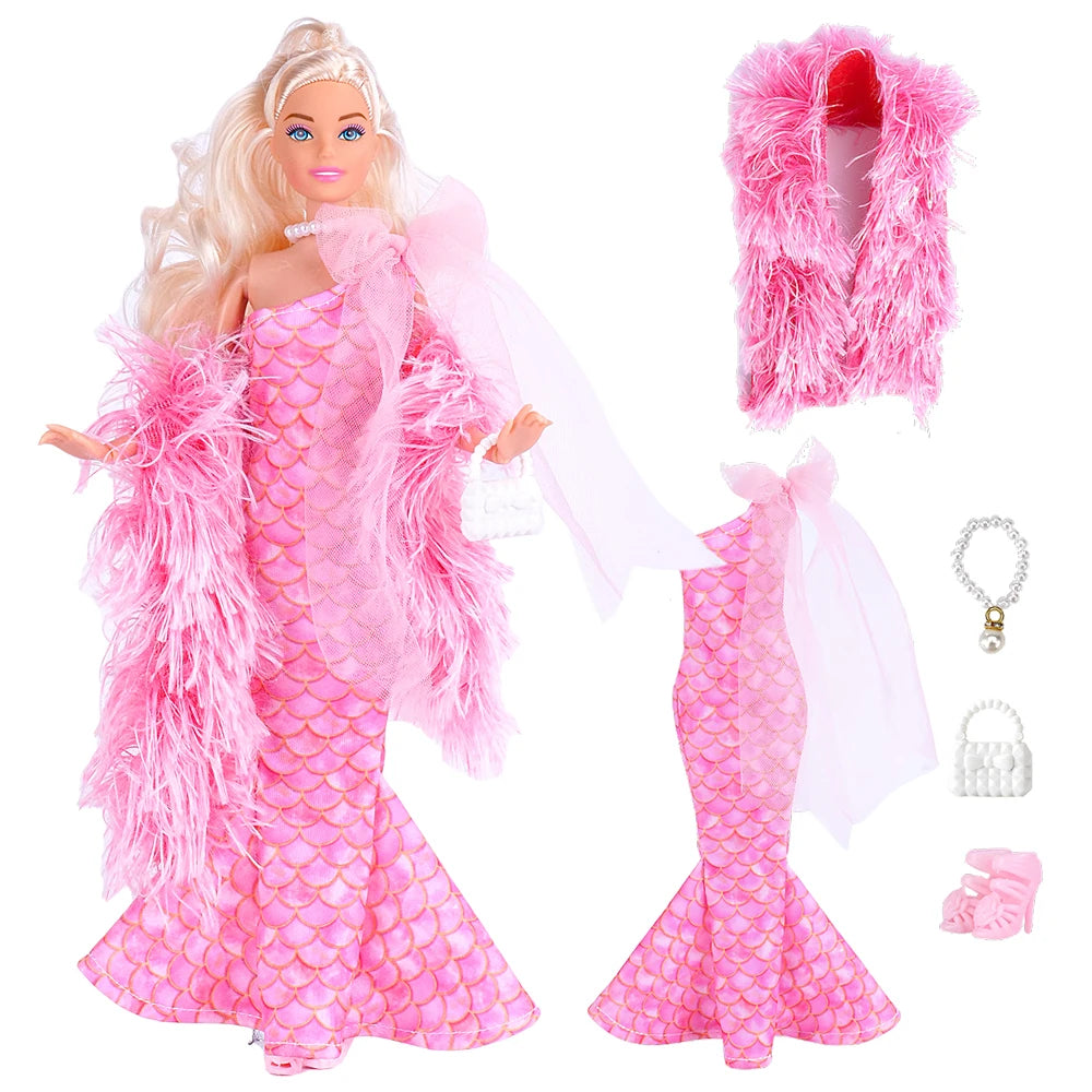 NK Pop Doll Clothes Mermaid Dress Fishtail Skirt Clothing for Barbie Clothes Doll Accessories Toy Gift JJ