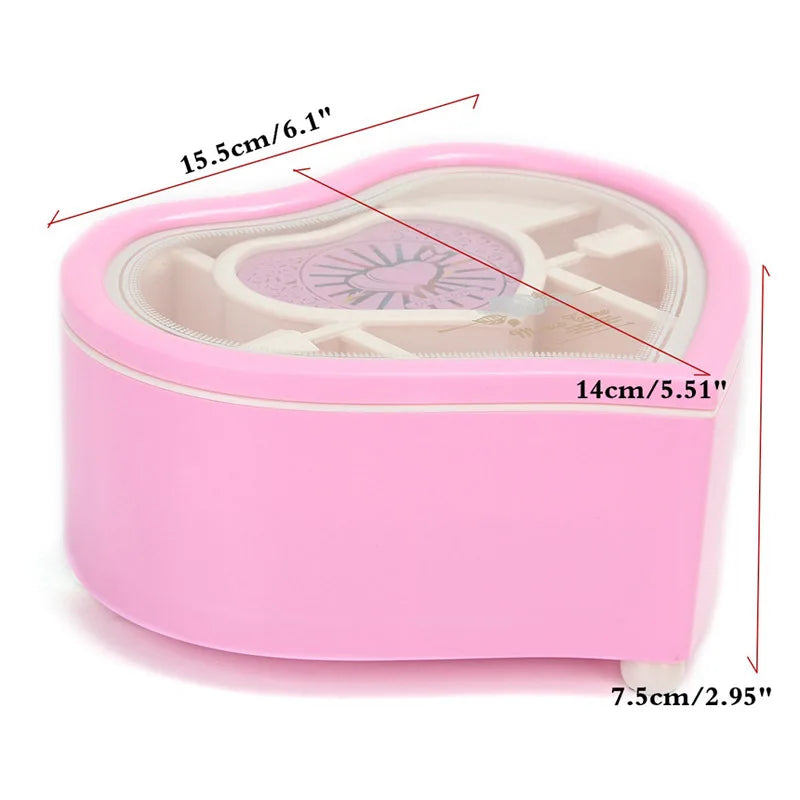 Music Jewellery Box Heart Shape Dancing Ballerina Gift for Girls Valentine's Day Hand Crank Music Box Mechanism Gift