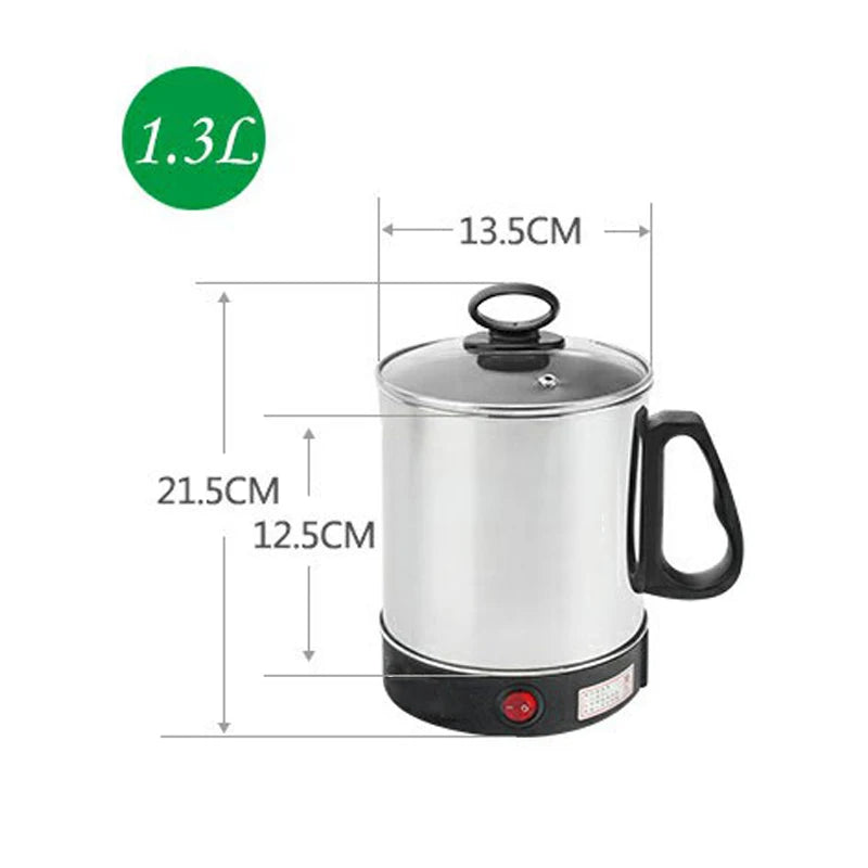 Stainlesss Steel Electric Kettle Water Heating Boiler Tea Pot Cup Portable Travel Mini Hotpot Skillet Food Cooking Noodle Cooker