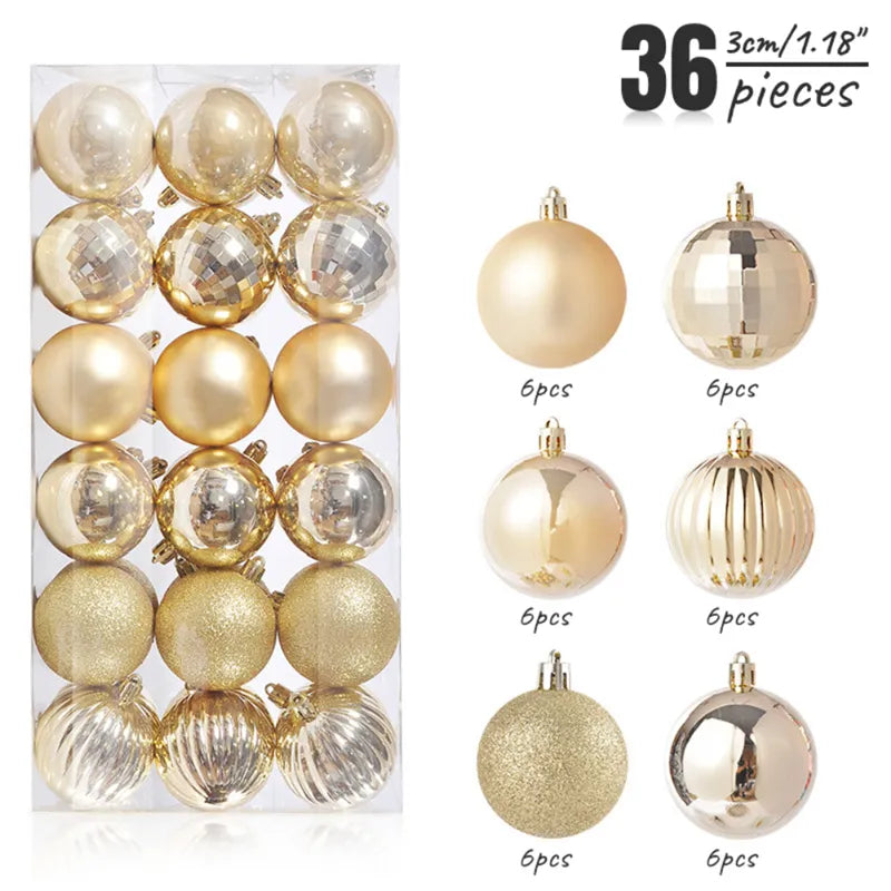 24/36pcs Christmas Ball Christmas Tree Ornament Home Christmas Hanging Pendant New Year Party Decoration Gift Navidad