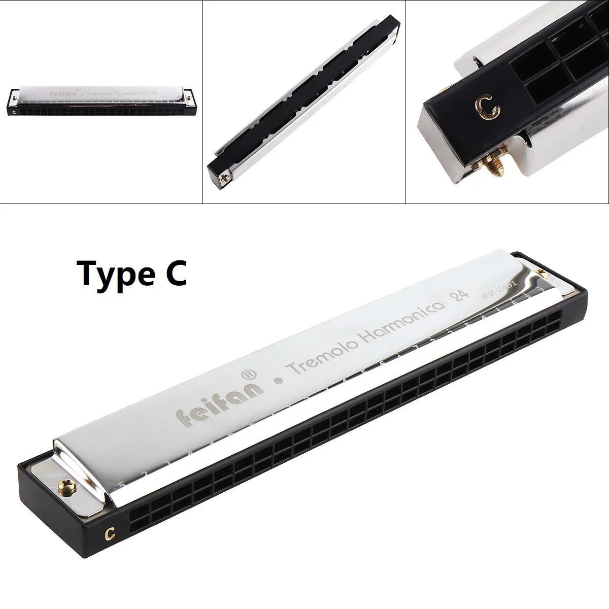10 Hole 24 Hole Harmonica 8K Titanium Tremolo Tone Key C Harmonica Harp Mouth Organ Musical Instruments With Case