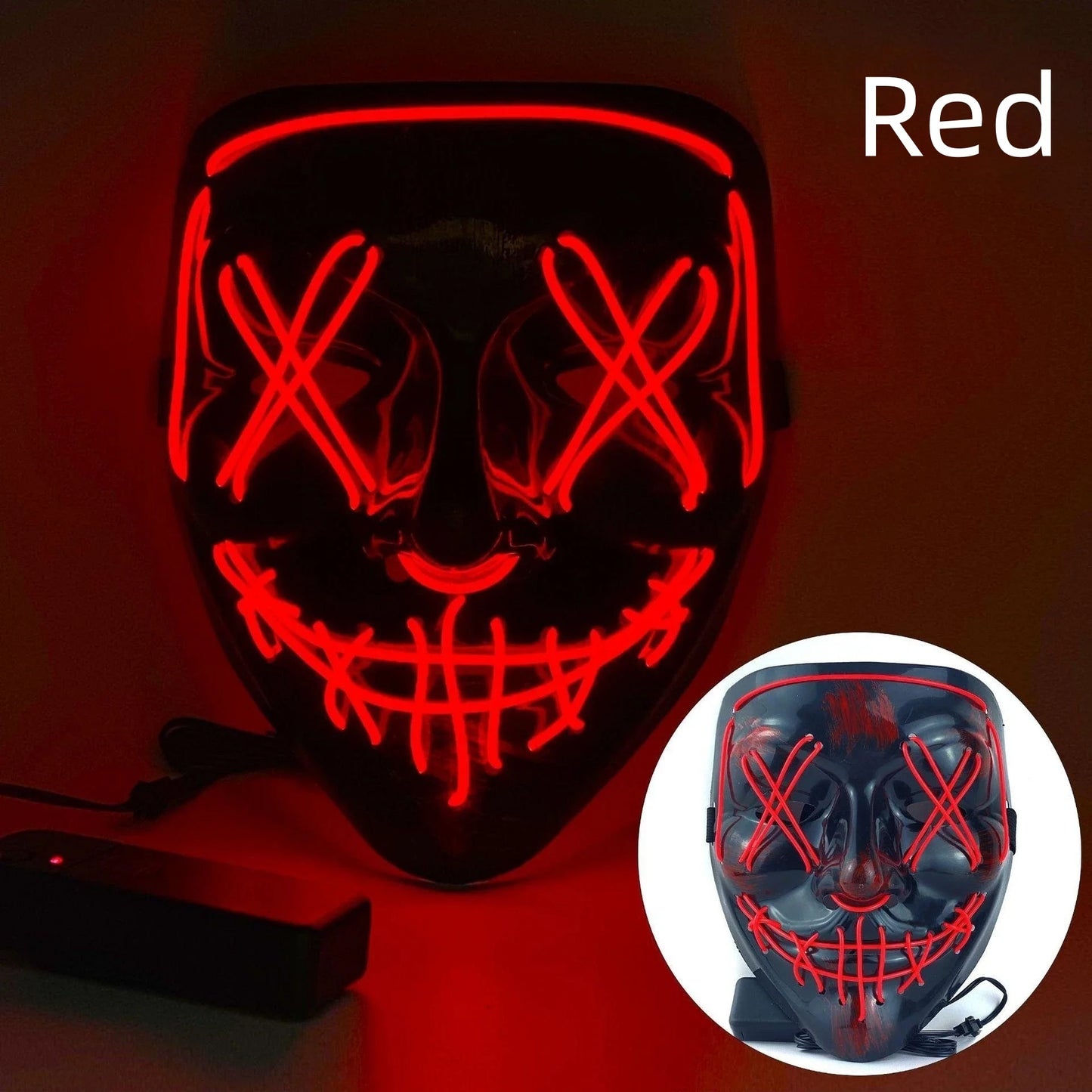 Hot Sale Halloween Glowing Scary Face Mask Luminous LED Purge Mask Neon Light Up Horror Party Mask Cosplay Costume Supplies