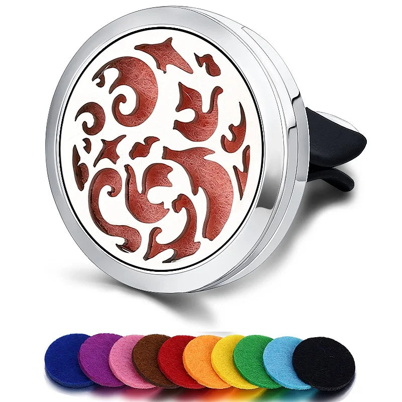 Refillable Car Air Freshener Smell Perfume Diffuser Clip Auto Vent Essential Oil Stainless Steel Locket Interior Accessories